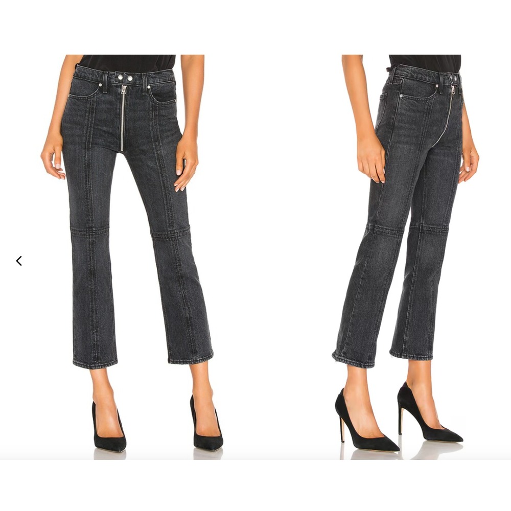 Rag & Bone Iver High Rise Jeans in Black Bain 26x27 (Tag 25) Zipper Moto $295โ